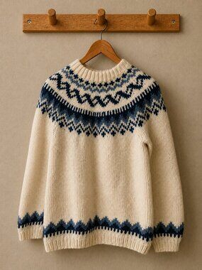 Vintage Hand-Knitted Norwegian Wool Sweater | O. Allers A/S Bergen, Norway